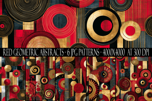 Download Red and Gold Geometric Abstract Patterns - Abstract Collection
