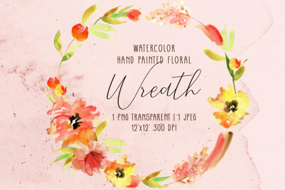 Download Watercolor Wreath with Orange Flowers - Premium Resources