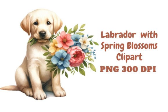 Download Labrador with Spring Blossoms Clipart - Blossoms Collection