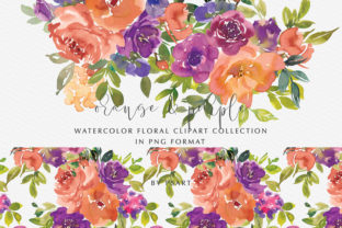 Download Orange &amp; Purple Watercolor Flowers Set - Premium Bundle