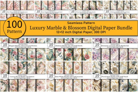 Download Luxury Marble &amp; Blossom Patterns Bundle - Luxury Collection