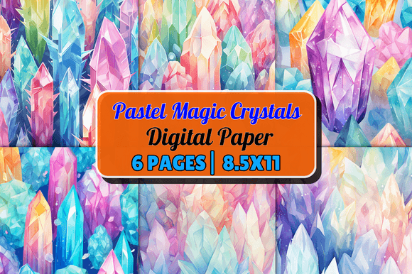 Download Pastel Magic Crystals Digital Paper - Pastel magic Collection