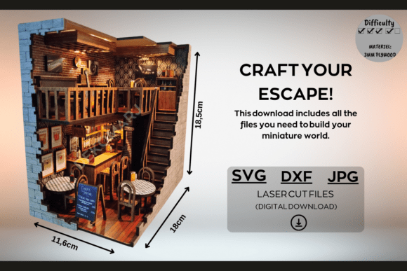 Download Pub Book Nook: Laser Cut Svg - Dxf - Jpg - Jpg Collection