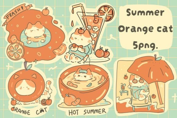 Download Cute Summer Orange Cat - Premium Bundle
