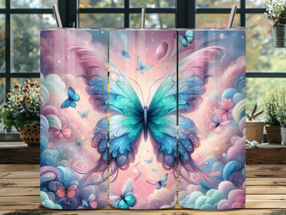 Download Pastel Magic Butterfly Sky Tumbler Wrap - Pastel magic Collection