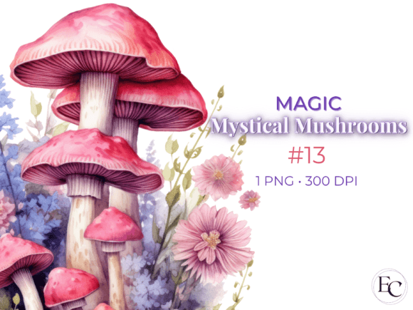 Download Pastel Magic Mushroom Watercolor Clipart - Pastel magic Collection
